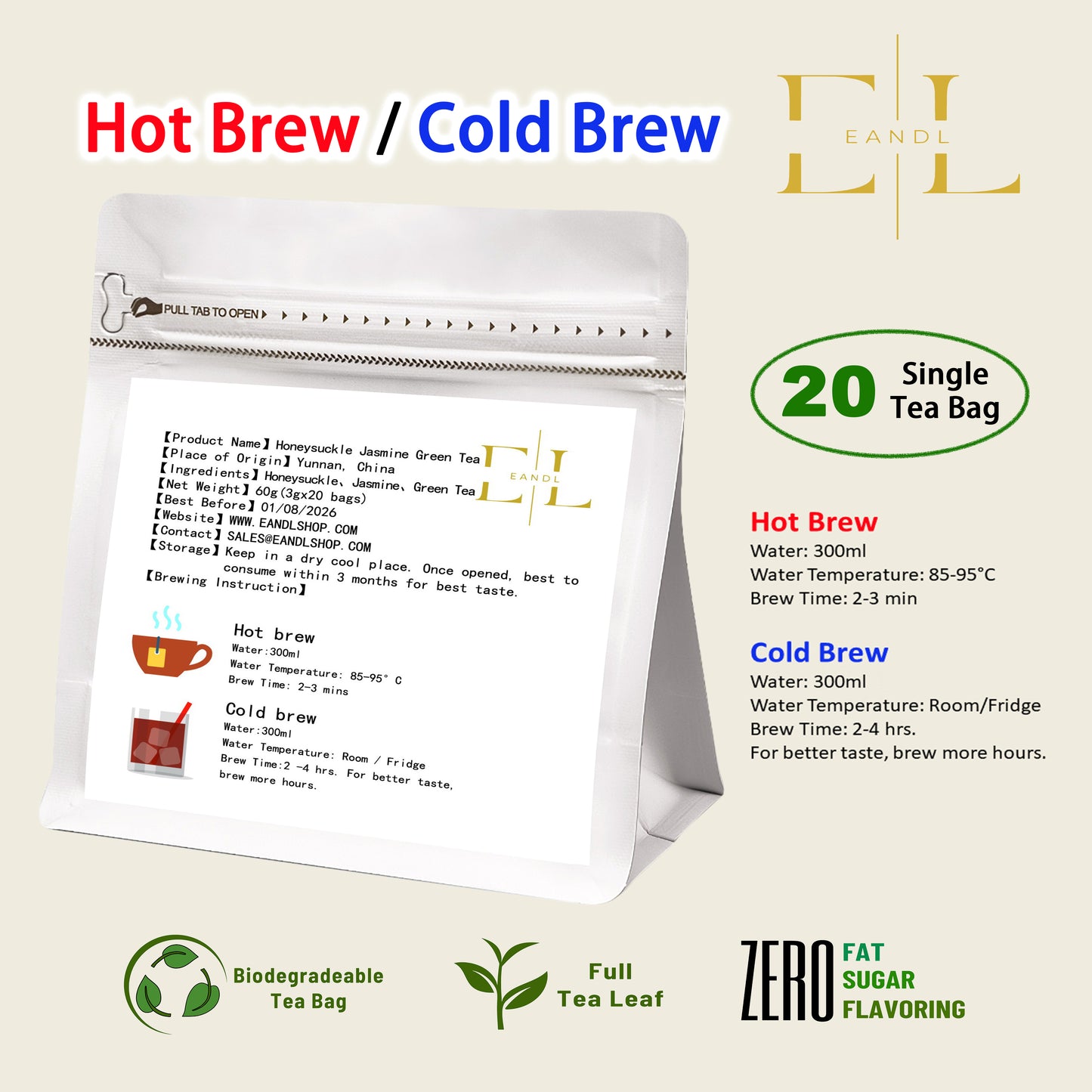 Honeysuckle Jasmine Green Tea (Full Tea Leaf)