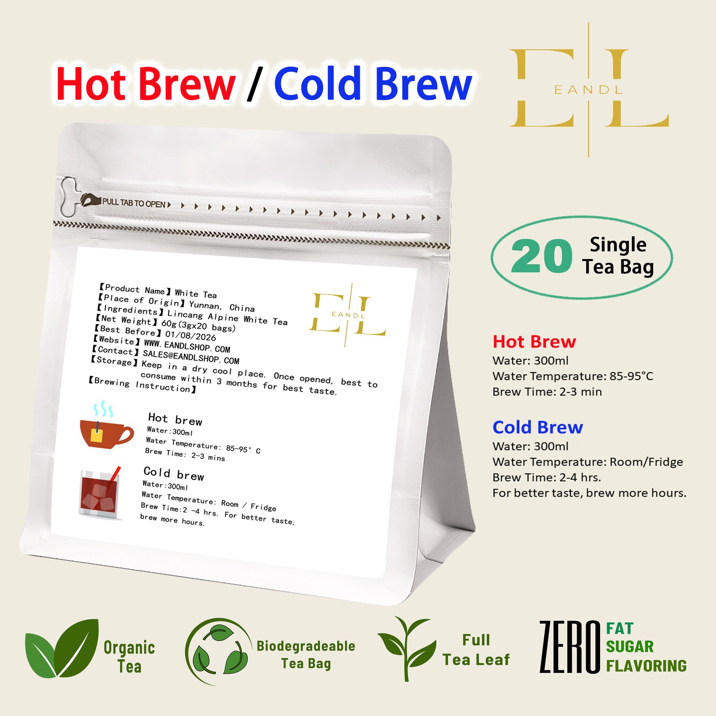 Lincang Alpine White Tea (Organic Full Tea Leaf)