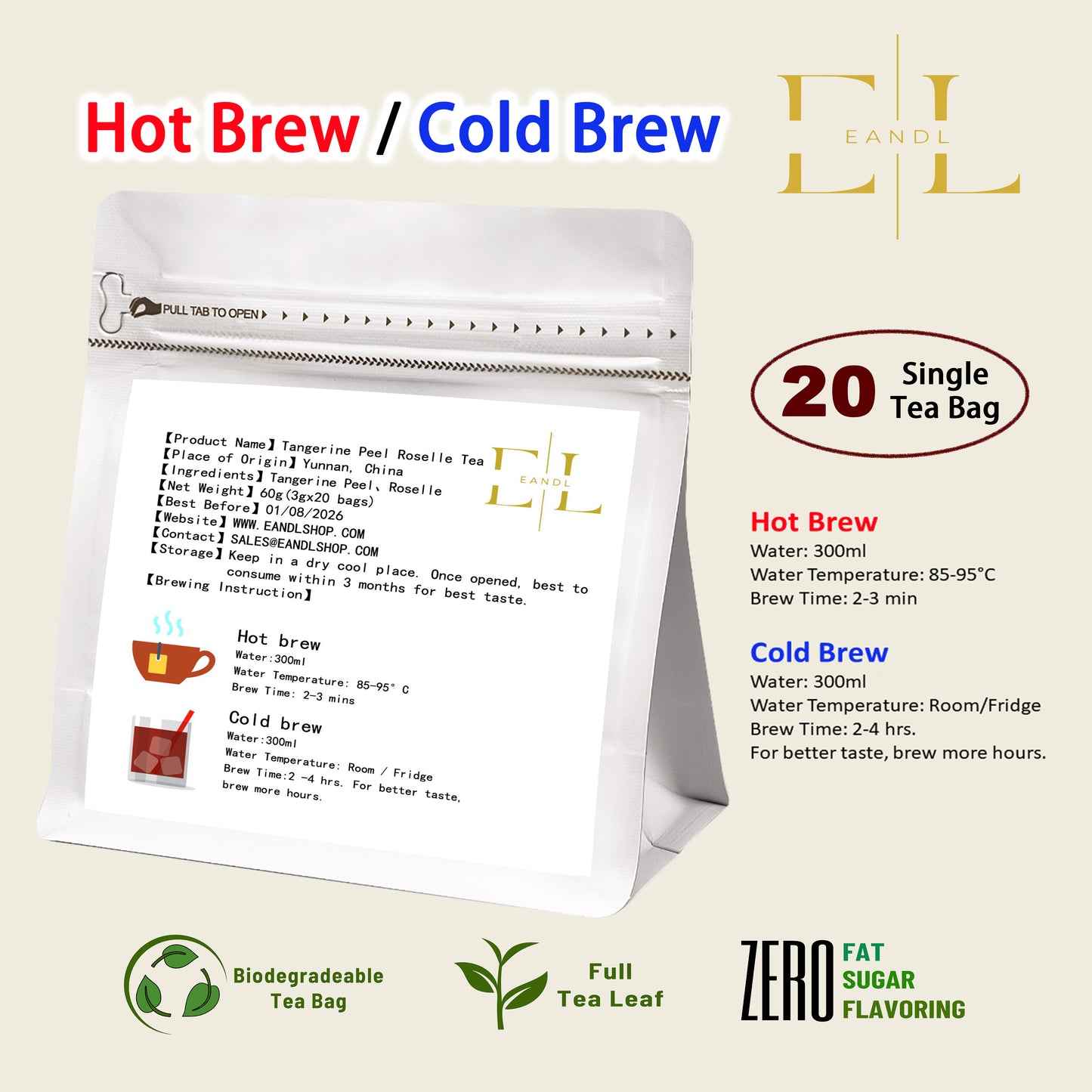 Tangerine Peel Roselle Tea (Full Tea Leaf)