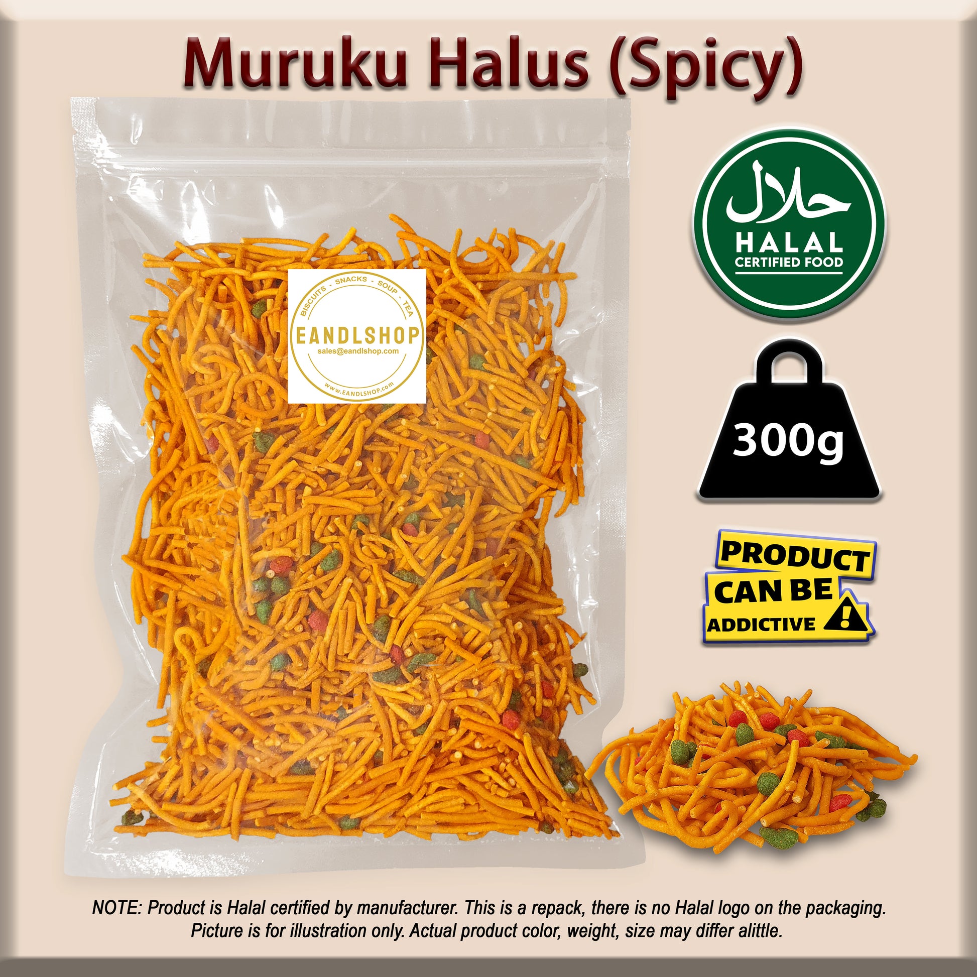 Muruku Halus (Mixed, Spicy) - EANDLSHOP