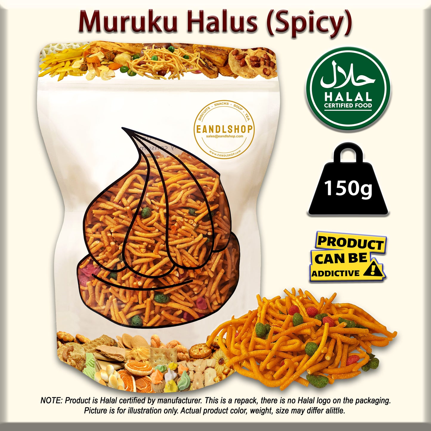 Muruku Halus (Mixed, Spicy) - EANDLSHOP