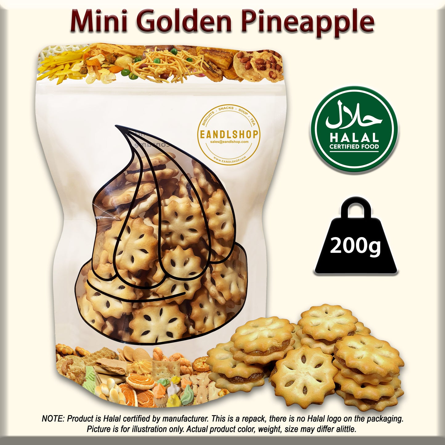 Mini Golden Pineapple Biscuits - EANDLSHOP