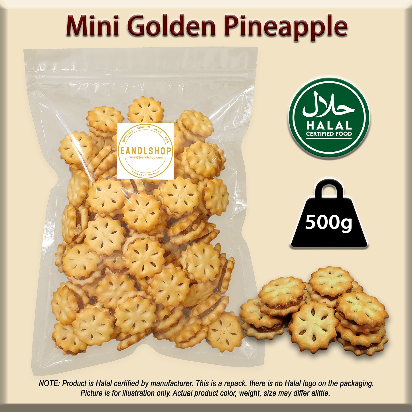 Mini Golden Pineapple Biscuits - EANDLSHOP