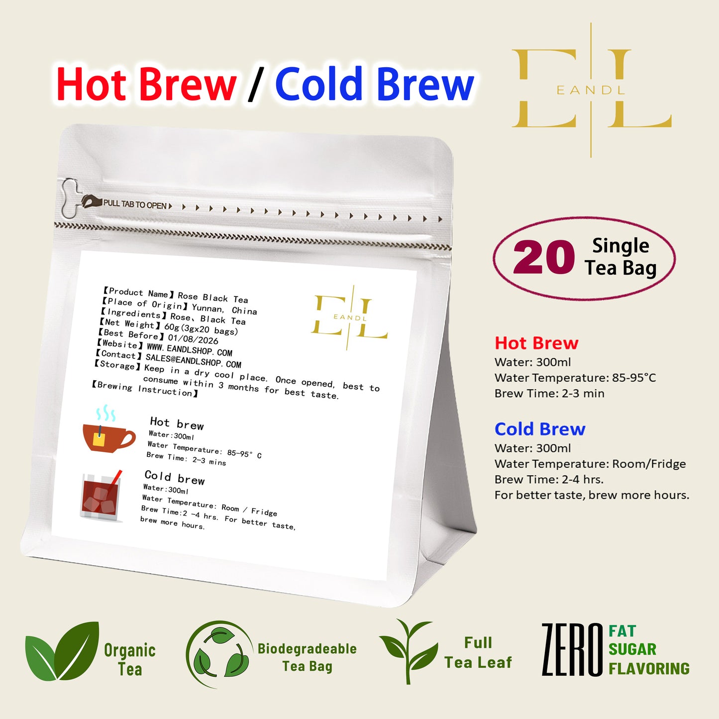 Rose Black Tea (Organic Full Tea Leaf)