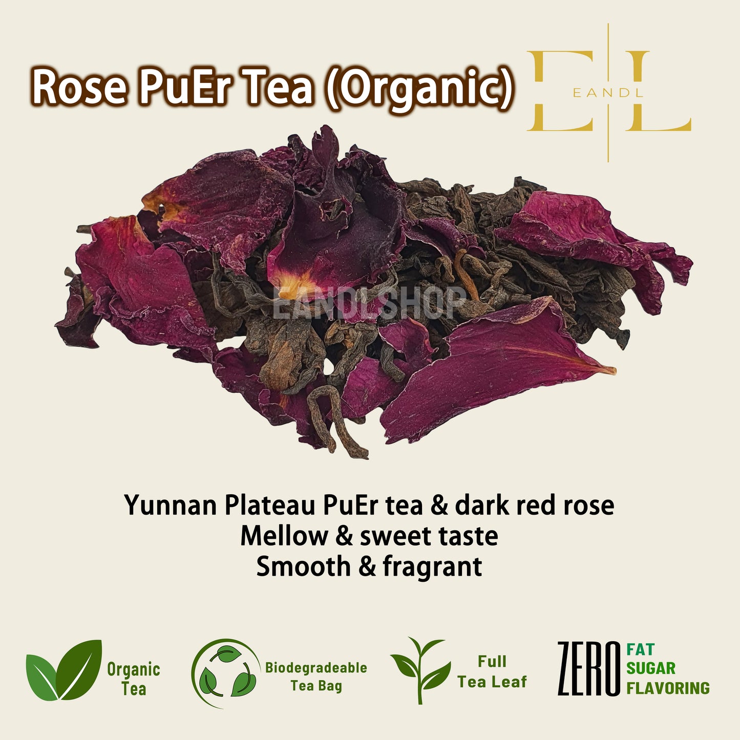 Rose PuEr Tea (Organic Full Tea Leaf)
